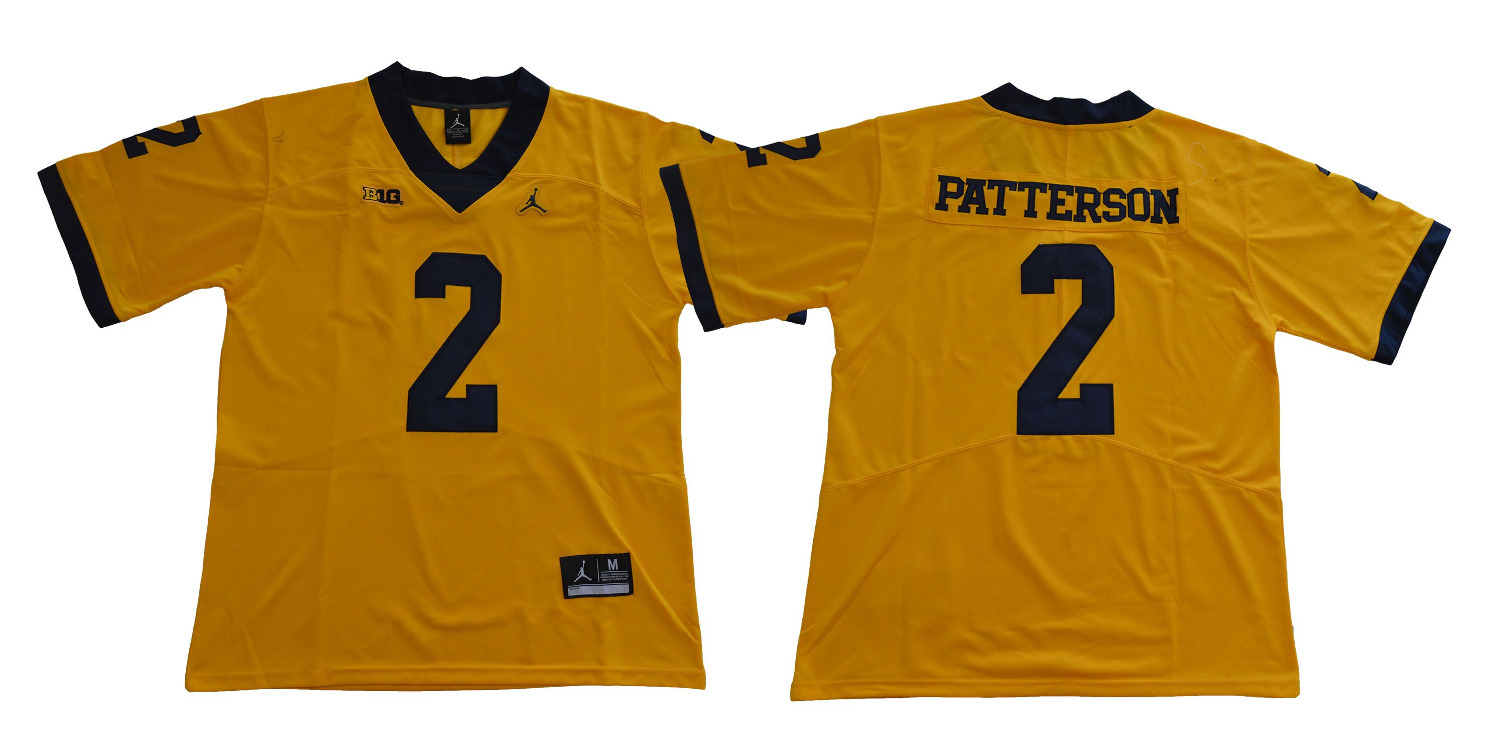 Men Michigan Wolverines #2 Patterson Yellow NCAA Jerseys